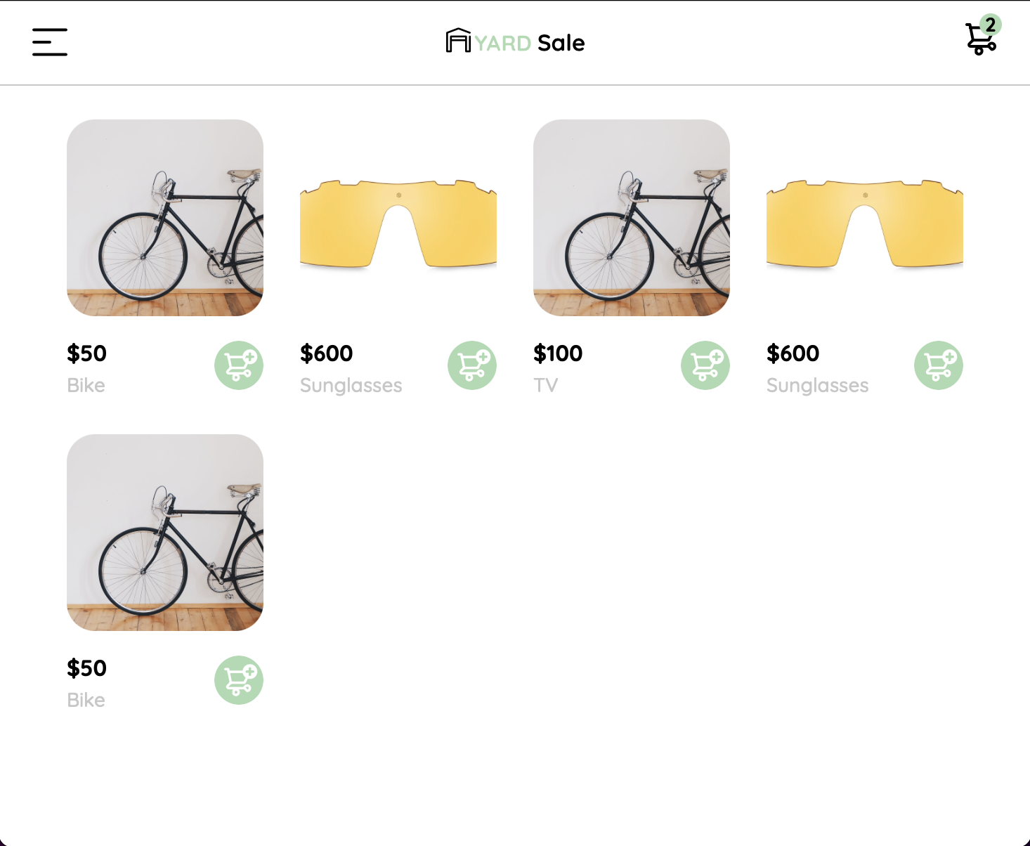 Landing page de yardSale